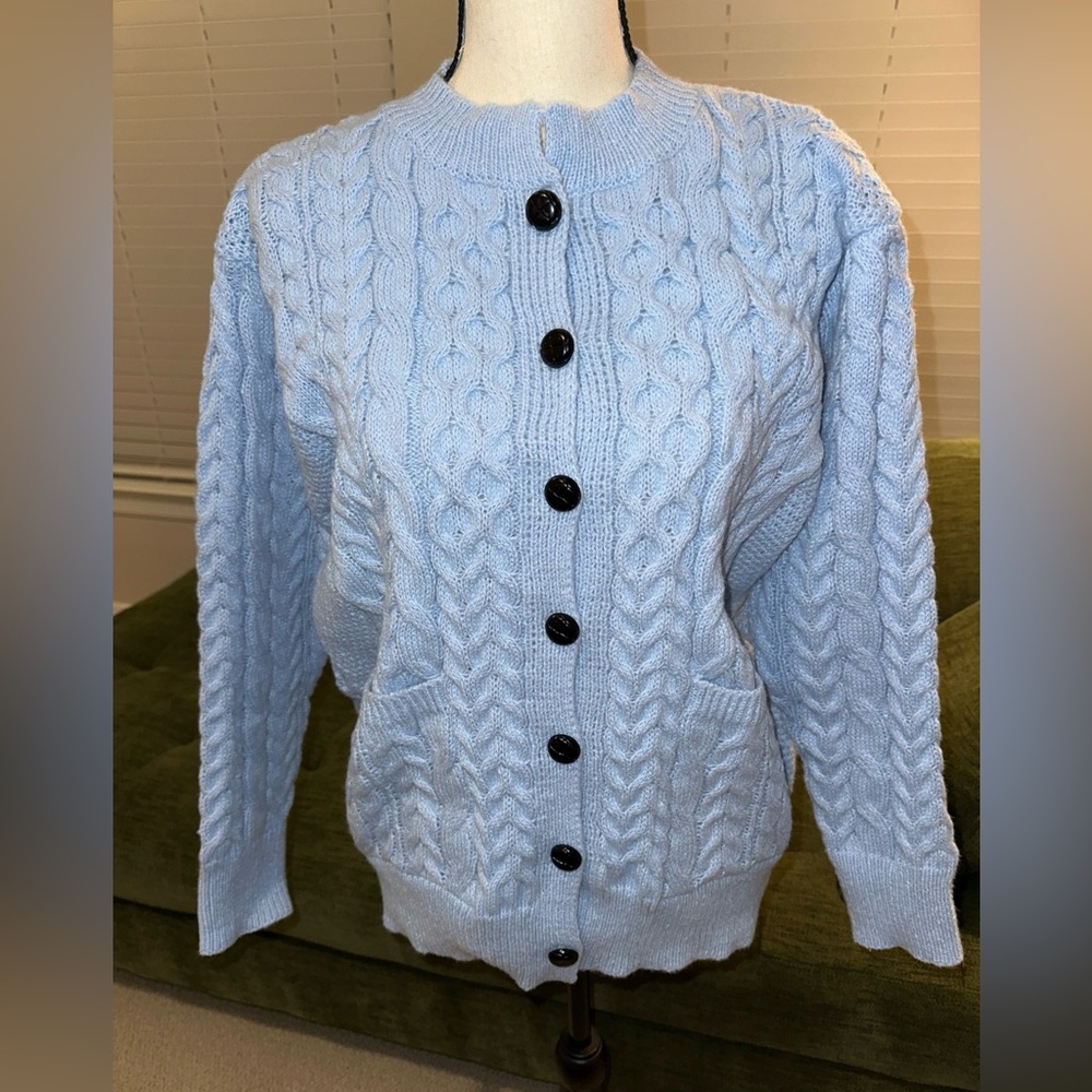 Women Knitted Open Cardigan Color Sky Blue Brand New